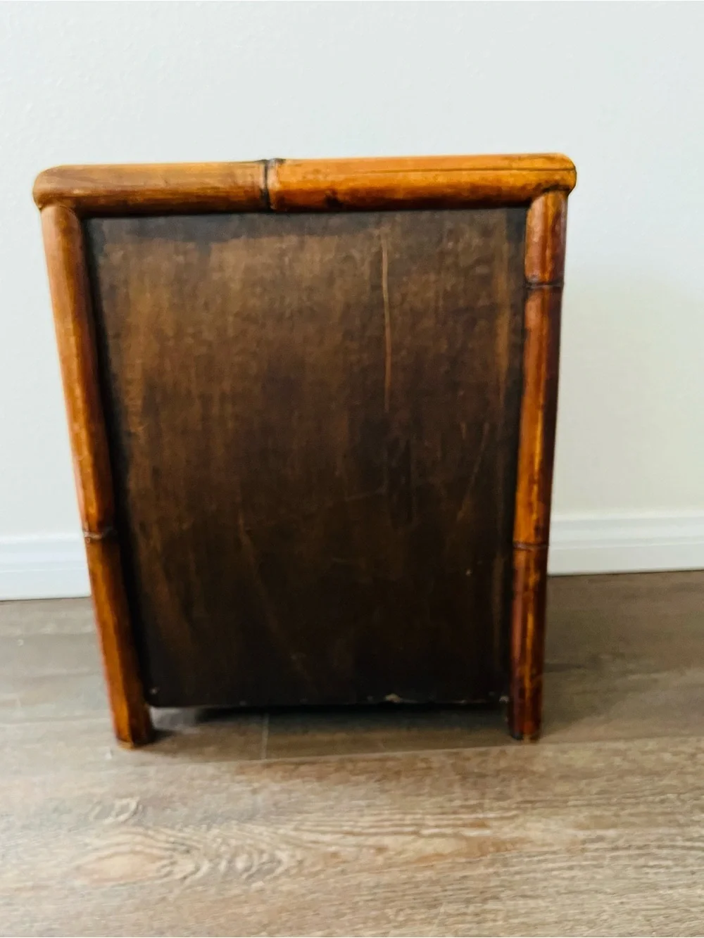Bamboo Accent 3-Drawer Side Table in Warm Brown